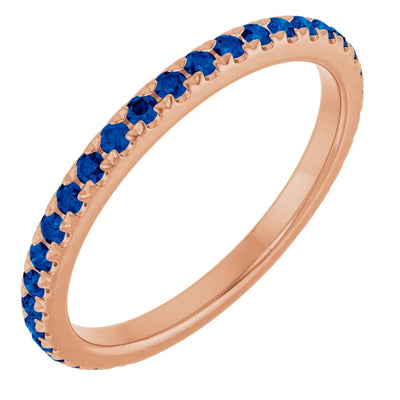 Kenla Round Gemstones 3/4 Eternity French Pave Wedding & Anniversary Band