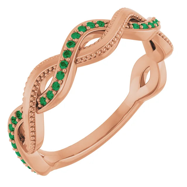 Kenla Round Gemstones 3/4 Eternity Channel with Prongs Milgrain Infinity Band