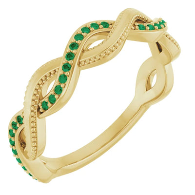 Kenla Round Gemstones 3/4 Eternity Channel with Prongs Milgrain Infinity Band
