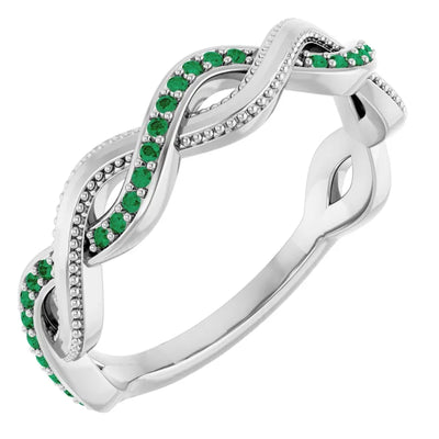 Kenla Round Gemstones 3/4 Eternity Channel with Prongs Milgrain Infinity Band