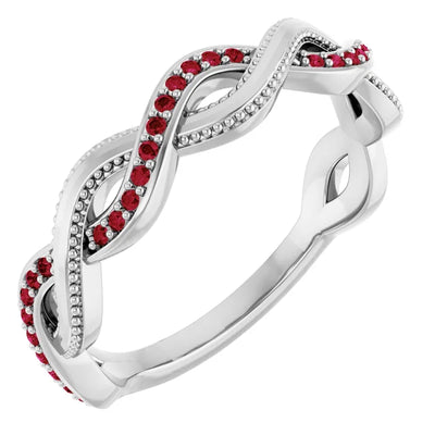Kenla Round Gemstones 3/4 Eternity Channel with Prongs Milgrain Infinity Band