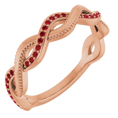 Kenla Round Gemstones 3/4 Eternity Channel with Prongs Milgrain Infinity Band