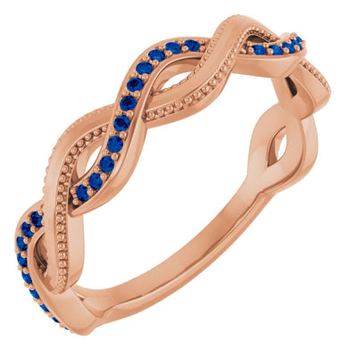 Kenla Round Gemstones 3/4 Eternity Channel with Prongs Milgrain Infinity Band