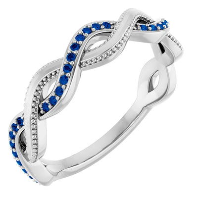 Kenla Round Gemstones 3/4 Eternity Channel with Prongs Milgrain Infinity Band