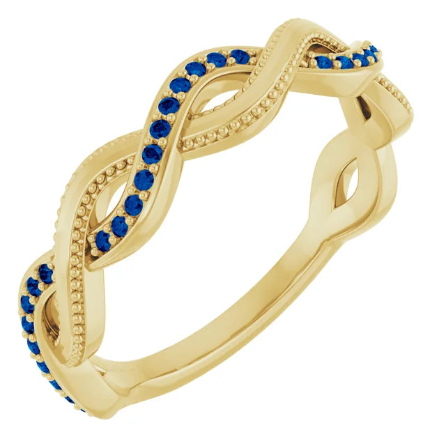 Kenla Round Gemstones 3/4 Eternity Channel with Prongs Milgrain Infinity Band