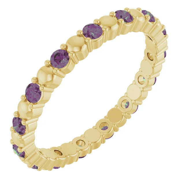 Prestine Gemstones Full Eternity Double Shared Prong-Set Anniversary Band