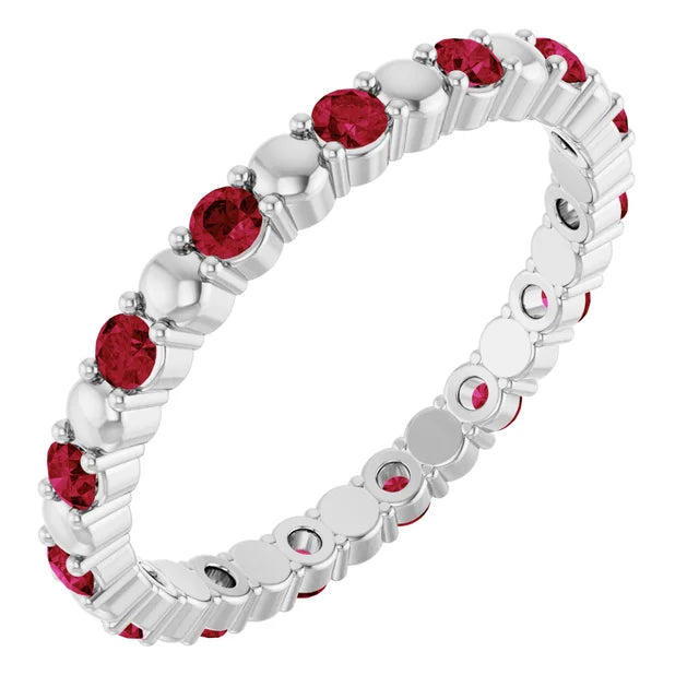 Prestine Gemstones Full Eternity Double Shared Prong-Set Anniversary Band