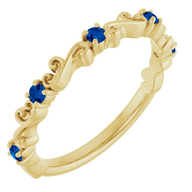 Kenla Round Gemstones 3/4 Eternity Sculptural Wedding & Anniversary Band