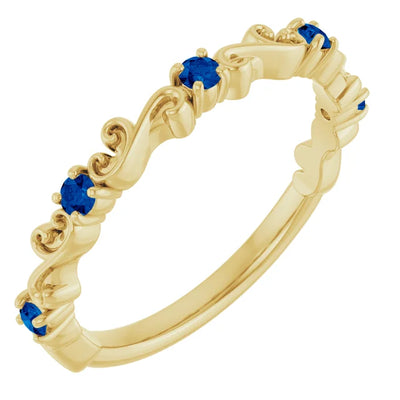 Kenla Round Gemstones 3/4 Eternity Sculptural Wedding & Anniversary Band