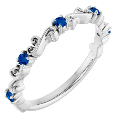Kenla Round Gemstones 3/4 Eternity Sculptural Wedding & Anniversary Band
