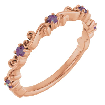 Kenla Round Gemstones 3/4 Eternity Sculptural Wedding & Anniversary Band