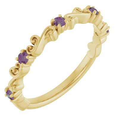 Kenla Round Gemstones 3/4 Eternity Sculptural Wedding & Anniversary Band