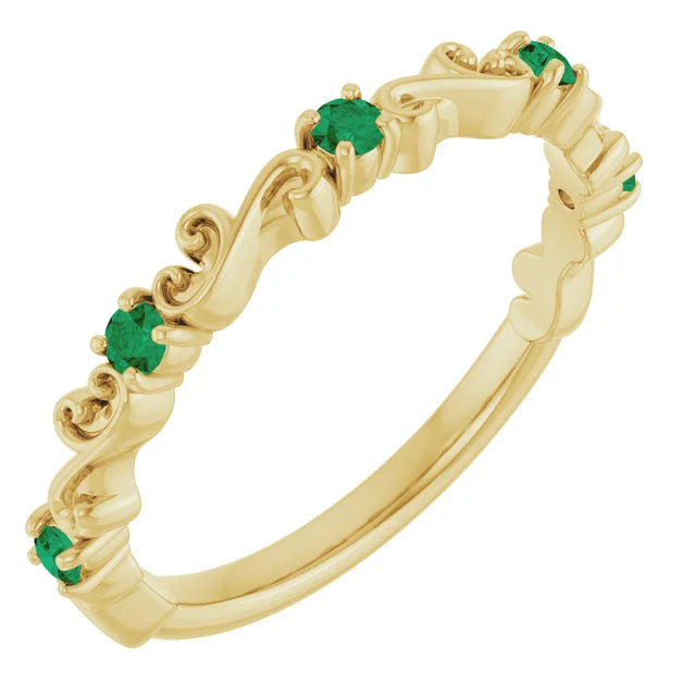 Kenla Round Gemstones 3/4 Eternity Sculptural Wedding & Anniversary Band