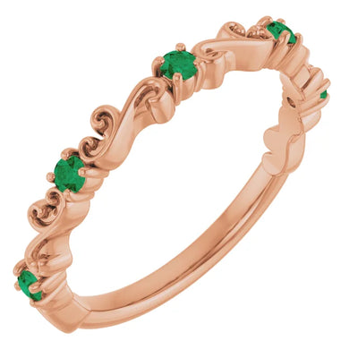 Kenla Round Gemstones 3/4 Eternity Sculptural Wedding & Anniversary Band