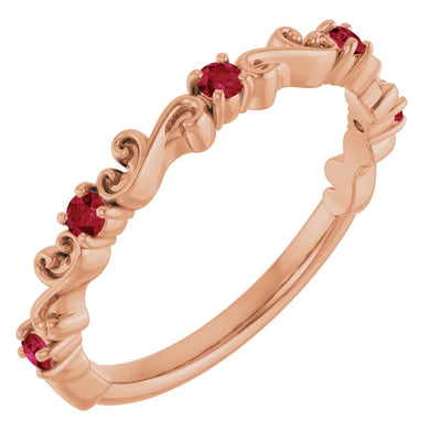 Kenla Round Gemstones 3/4 Eternity Sculptural Wedding & Anniversary Band