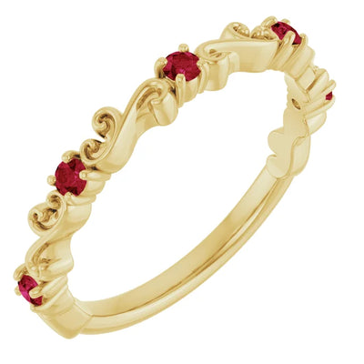 Kenla Round Gemstones 3/4 Eternity Sculptural Wedding & Anniversary Band
