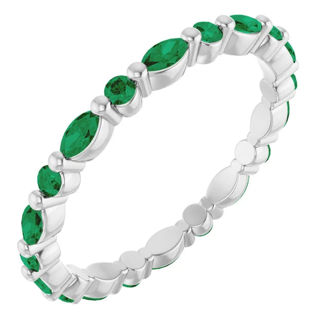 Prestine Round and Marquise Gemstones Single Shared Prong Full Eternity Band