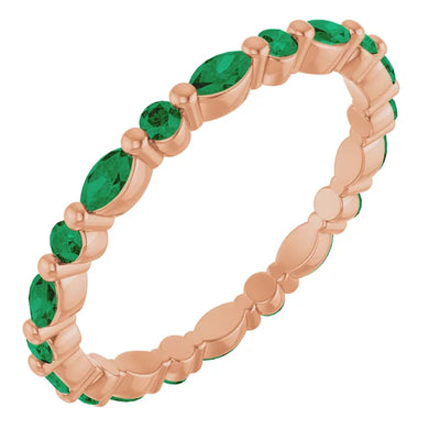 Prestine Round and Marquise Gemstones Single Shared Prong Full Eternity Band