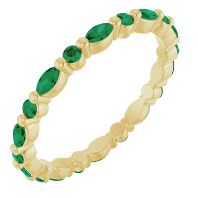 Prestine Round and Marquise Gemstones Single Shared Prong Full Eternity Band