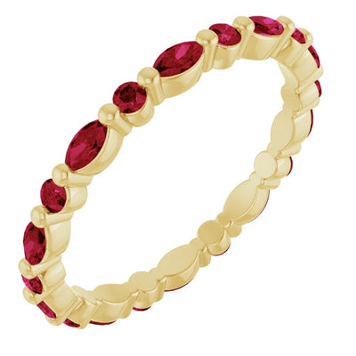 Prestine Round and Marquise Gemstones Single Shared Prong Full Eternity Band
