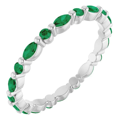Prestine Round and Marquise Gemstones Single Shared Prong Full Eternity Band