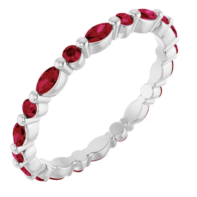 Prestine Round and Marquise Gemstones Single Shared Prong Full Eternity Band