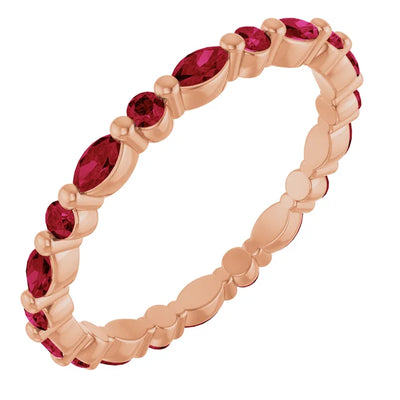 Prestine Round and Marquise Gemstones Single Shared Prong Full Eternity Band