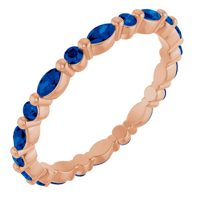 Prestine Round and Marquise Gemstones Single Shared Prong Full Eternity Band