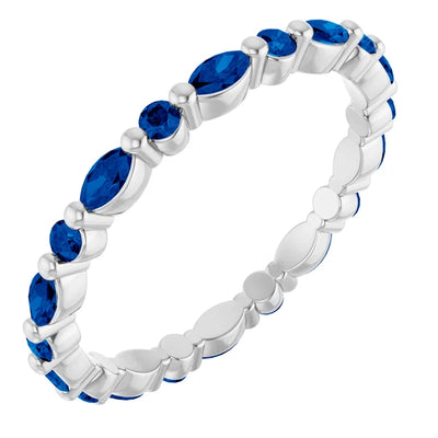 Prestine Round and Marquise Gemstones Single Shared Prong Full Eternity Band