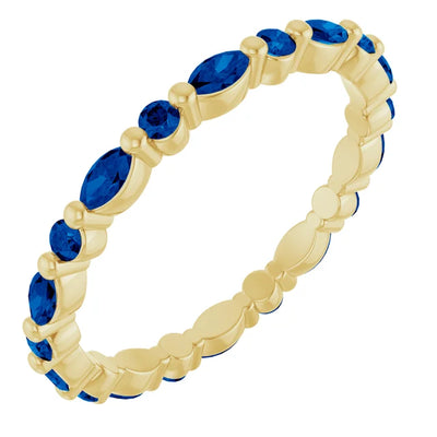Prestine Round and Marquise Gemstones Single Shared Prong Full Eternity Band