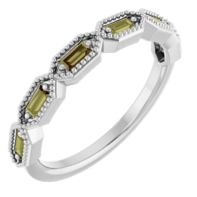 Juliette Straight Baguette Gemstones with Milgrain 1/2 Eternity Band