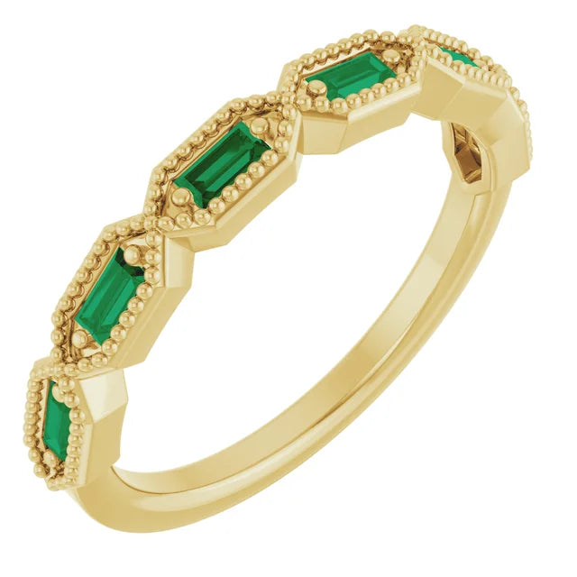 Juliette Straight Baguette Gemstones with Milgrain 1/2 Eternity Band