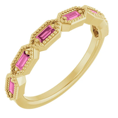 Juliette Straight Baguette Gemstones with Milgrain 1/2 Eternity Band