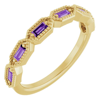 Juliette Straight Baguette Gemstones with Milgrain 1/2 Eternity Band