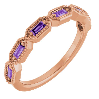 Juliette Straight Baguette Gemstones with Milgrain 1/2 Eternity Band
