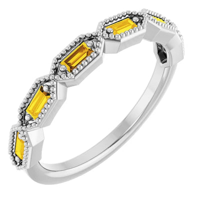 Juliette Straight Baguette Gemstones with Milgrain 1/2 Eternity Band