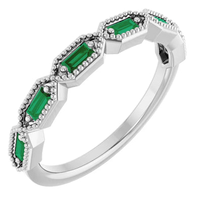 Juliette Straight Baguette Gemstones with Milgrain 1/2 Eternity Band