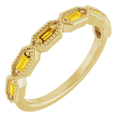 Juliette Straight Baguette Gemstones with Milgrain 1/2 Eternity Band
