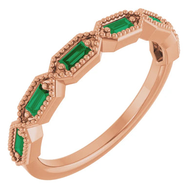 Juliette Straight Baguette Gemstones with Milgrain 1/2 Eternity Band