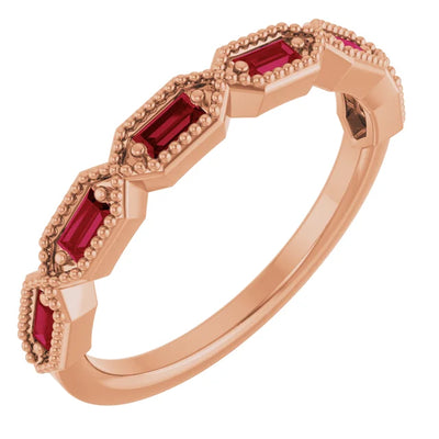 Juliette Straight Baguette Gemstones with Milgrain 1/2 Eternity Band