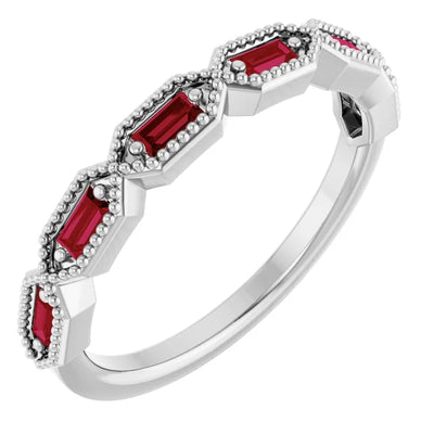 Juliette Straight Baguette Gemstones with Milgrain 1/2 Eternity Band