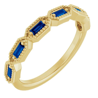 Juliette Straight Baguette Gemstones with Milgrain 1/2 Eternity Band