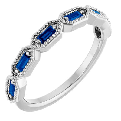Juliette Straight Baguette Gemstones with Milgrain 1/2 Eternity Band