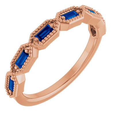 Juliette Straight Baguette Gemstones with Milgrain 1/2 Eternity Band