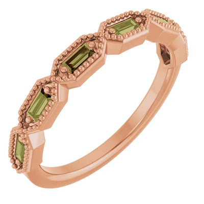 Juliette Straight Baguette Gemstones with Milgrain 1/2 Eternity Band