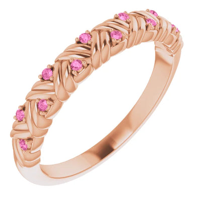 Juliette Round Gemstones 1/2 Eternity Woven Band