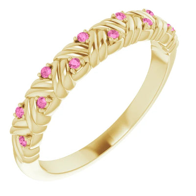 Juliette Round Gemstones 1/2 Eternity Woven Band