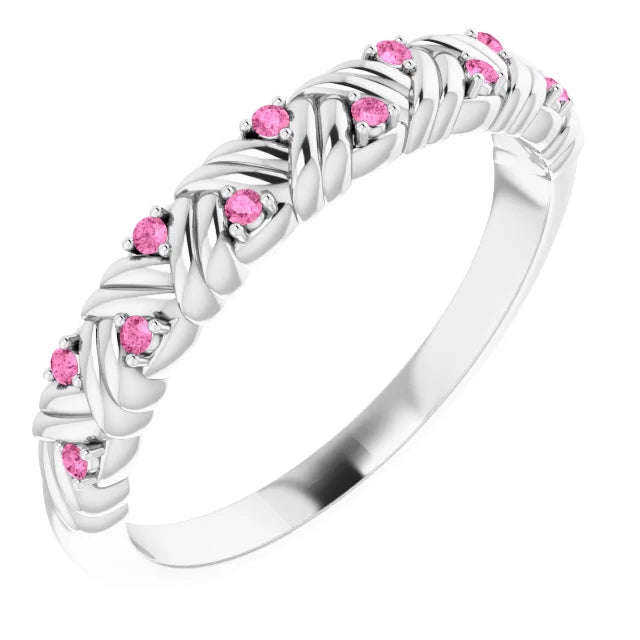 Juliette Round Gemstones 1/2 Eternity Woven Band