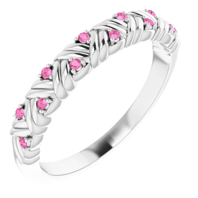Juliette Round Gemstones 1/2 Eternity Woven Band