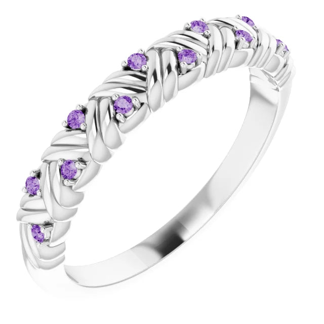 Juliette Round Gemstones 1/2 Eternity Woven Band